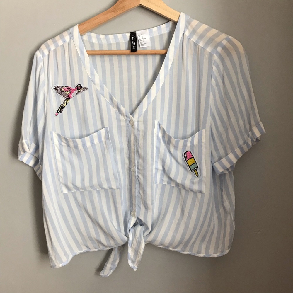 🍦 Tie Front Short Sleeve Summer Shirt